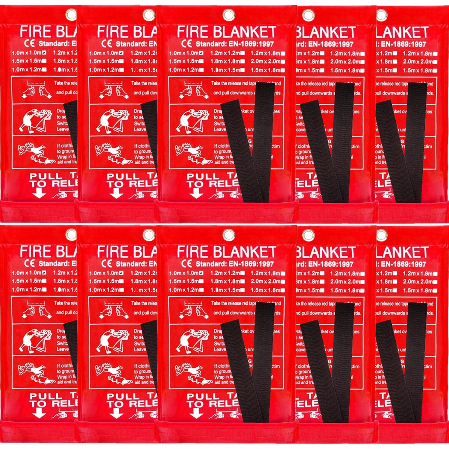 10 Pack Fire Blanket, Fiberglass Fireproof Survival Blankets for Home, Kitchen, Car & Office, Emergency Flame Retardant Blanket with High Heat Resistance
