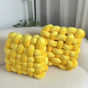 2 Pcs Knot Pillow Soft Throw Pillow Home Decoration Cushion Square Office Knotted Plush Throw Cushion for Living Room Bedroom Sofa Couch Living Room Decor, 12'' x 12''