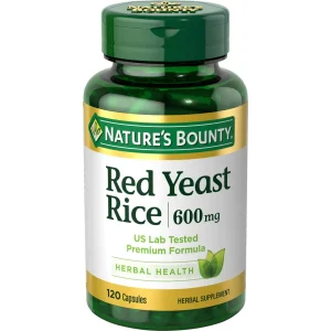 Nature's Bounty Red Yeast Rice 600mg Capsules, Herbal Supplement, Non-GMO, Gluten-Free, 120 Count