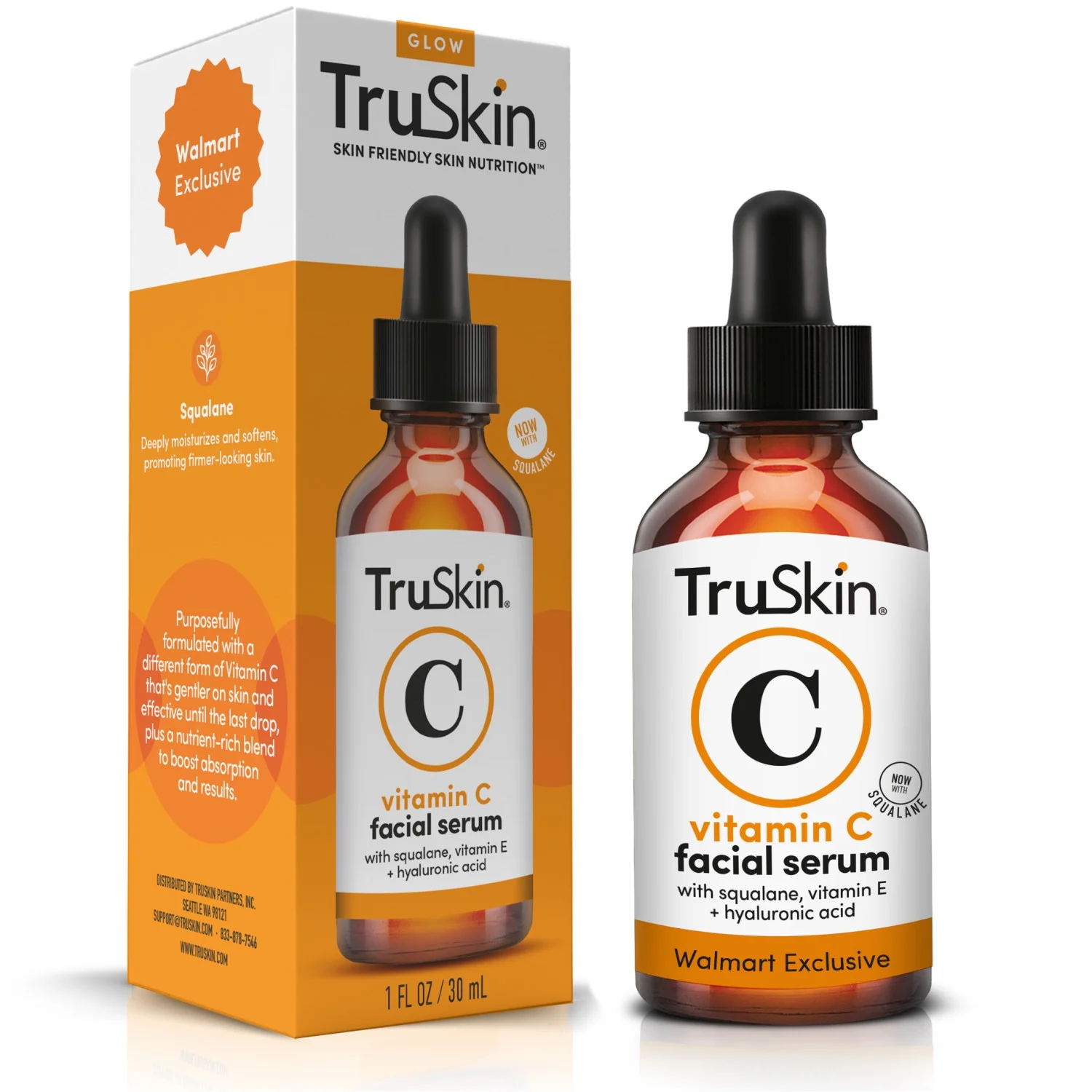 TruSkin Vitamin C Facial Serum, Anti-Aging Blend for Brighter-Looking Skin with Soothing Squalane, 1 fl oz