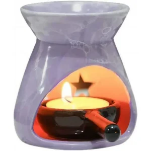 Warmself Purple Ceramic Essential Oil Burner Tealight Candle Holder Decorative Aroma Diffuser